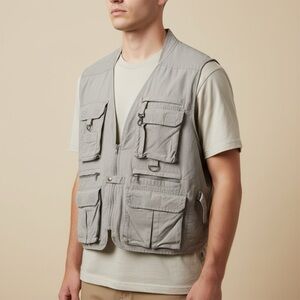 Cabelas Vest Mens XL‎ Beige Safari Utility Vented Fishing Hunting Outdoor Safari